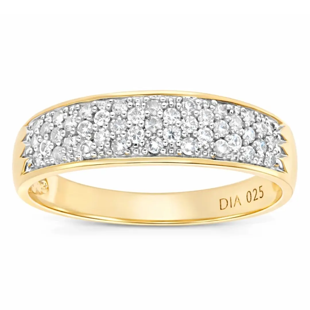 9ct Yellow Gold 0.25ct Natural Diamond Eternity Ring | Classic Band